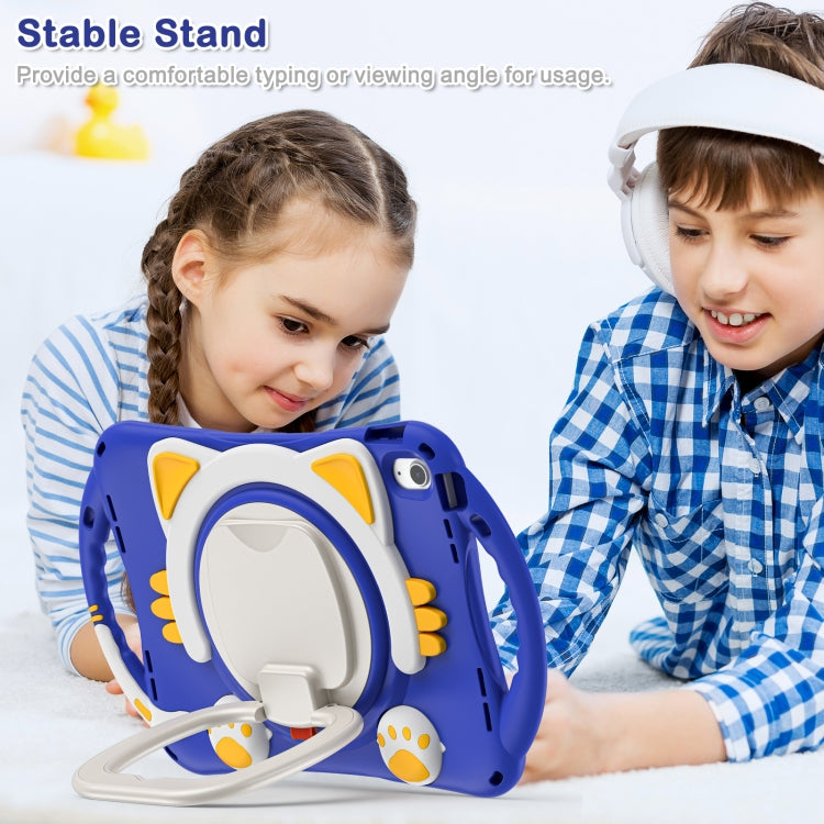 For iPad 2025 / 2022 Cute Cat King Kids Shockproof Silicone Tablet Case(Dark Blue) - iPad 2025 / 2022 Cases by buy2fix | Online Shopping UK | buy2fix