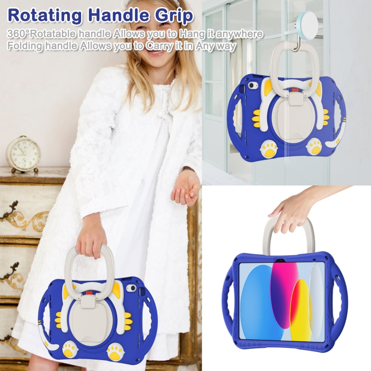 For iPad 2025 / 2022 Cute Cat King Kids Shockproof Silicone Tablet Case(Dark Blue) - iPad 2025 / 2022 Cases by buy2fix | Online Shopping UK | buy2fix