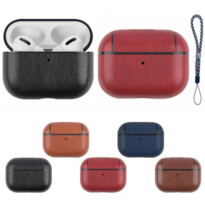 For AirPods Pro 2 Wireless Earphone Leather Shockproof Protective Case with Lanyard(Red) by buy2fix