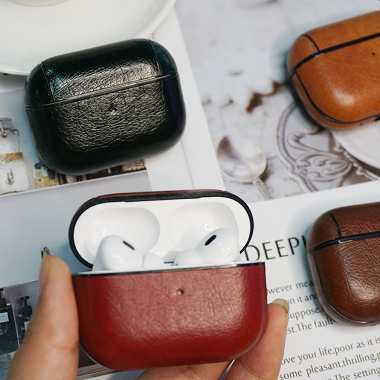 For AirPods Pro 2 Wireless Earphone Leather Shockproof Protective Case with Lanyard(Red) by buy2fix