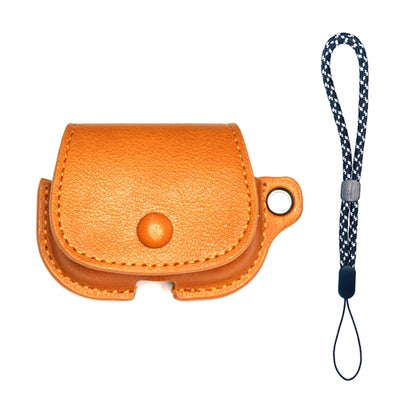 For AirPods 1 / 2 Backpack Style PU Leather Earphone Protective Case with Lanyard(Light Brown) by buy2fix