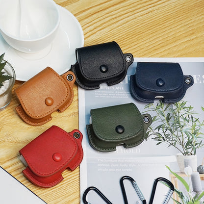 For AirPods Pro 2 Backpack Style PU Leather Earphone Protective Case with Lanyard(Army Green) by buy2fix