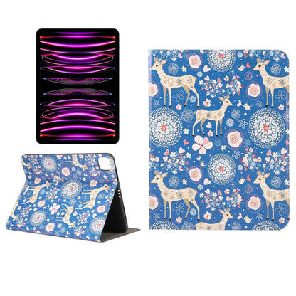 For iPad Pro 11 2022/2021/2020/2018 / Air 10.9 2022/2020 Painted Voltage Pen Slot Tablet Smart Case(Blue Elk) - iPad Pro 11 (2022/2021) Cases by buy2fix | Online Shopping UK | buy2fix