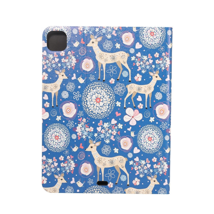 For iPad Pro 11 2022/2021/2020/2018 / Air 10.9 2022/2020 Painted Voltage Pen Slot Tablet Smart Case(Blue Elk) - iPad Pro 11 (2022/2021) Cases by buy2fix | Online Shopping UK | buy2fix
