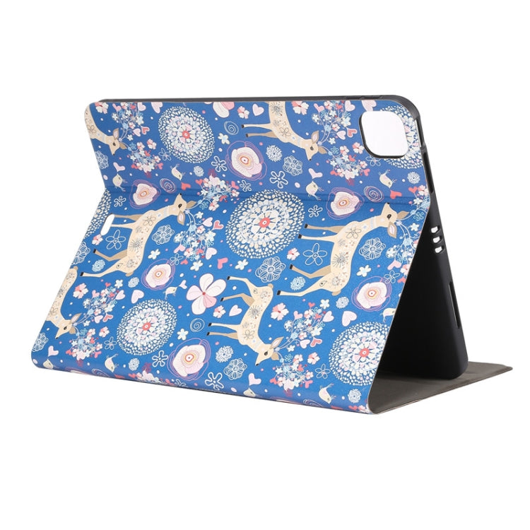 For iPad Pro 11 2022/2021/2020/2018 / Air 10.9 2022/2020 Painted Voltage Pen Slot Tablet Smart Case(Blue Elk) - iPad Pro 11 (2022/2021) Cases by buy2fix | Online Shopping UK | buy2fix