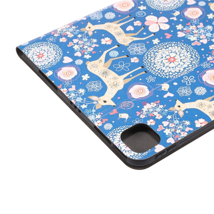 For iPad Pro 11 2022/2021/2020/2018 / Air 10.9 2022/2020 Painted Voltage Pen Slot Tablet Smart Case(Blue Elk) - iPad Pro 11 (2022/2021) Cases by buy2fix | Online Shopping UK | buy2fix