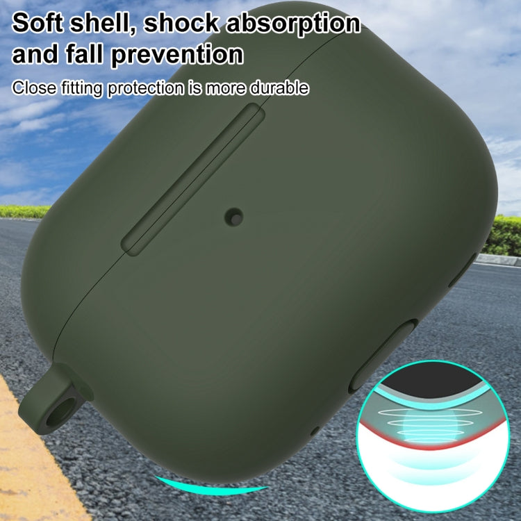 For AirPods Pro 2 Thickened One-piece Shockproof Earphone Case(Olive Green) by buy2fix