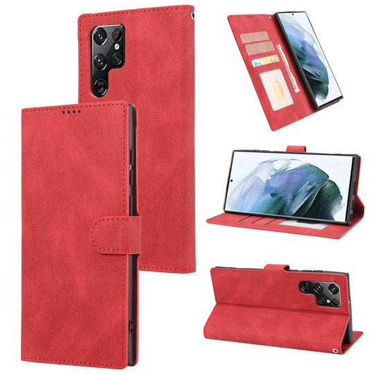 For Samsung Galaxy S23 Ultra 5G Fantasy Classic Skin-feel Calfskin Texture PU Phone Case(Red)