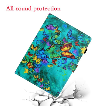 For iPad 2025 / 2022 Coloured Drawing Stitching Smart Leather Tablet Case(Green Butterfly) - iPad 2025 / 2022 Cases by buy2fix | Online Shopping UK | buy2fix