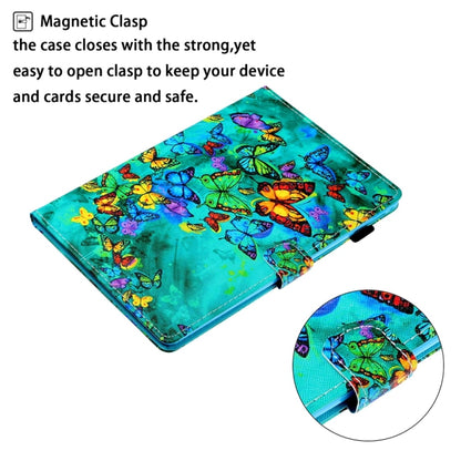 For iPad 2025 / 2022 Coloured Drawing Stitching Smart Leather Tablet Case(Green Butterfly) - iPad 2025 / 2022 Cases by buy2fix | Online Shopping UK | buy2fix