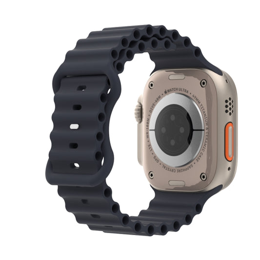 Ocean Style Silicone Watch Band For Apple Watch Series 9&8&7 41mm / SE 3&SE 2&6&SE&5&4 40mm / 3&2&1 38mm(Midnight) by buy2fix