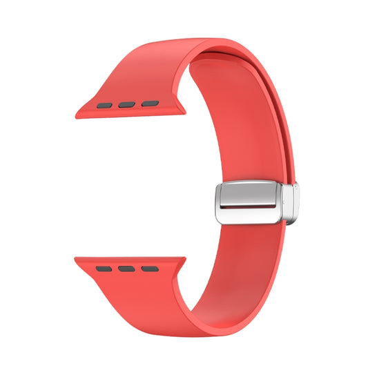 Folding Buckle Silicone Watch Band For Apple Watch Ultra 49mm(Red) by buy2fix
