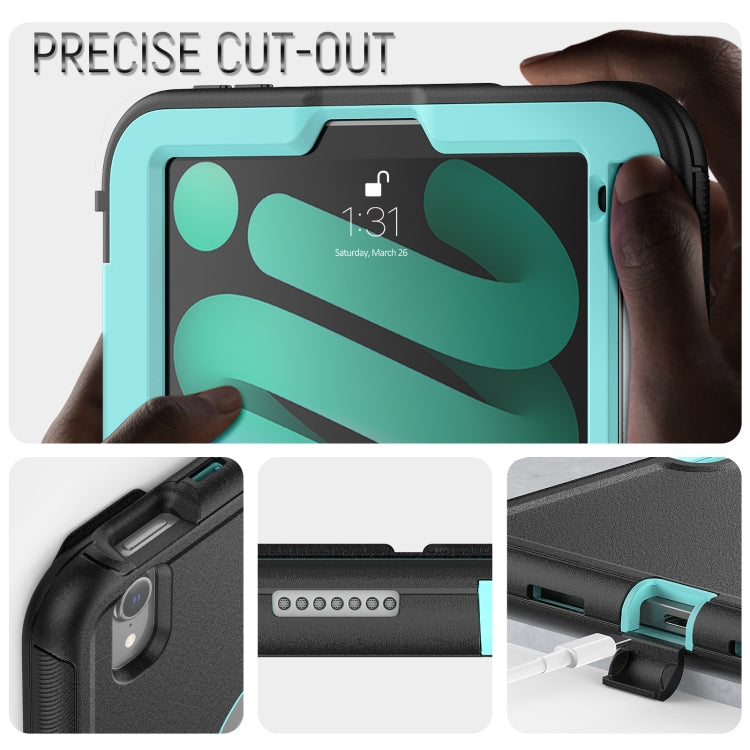 For iPad mini 6 3-Fold Amor Shockproof Smart Tablet Case(Black Blue) - iPad mini 6 Cases by buy2fix | Online Shopping UK | buy2fix