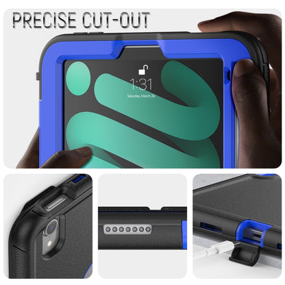 For iPad mini 6 3-Fold Amor Shockproof Smart Tablet Case(Black Light Blue) - iPad mini 6 Cases by buy2fix | Online Shopping UK | buy2fix