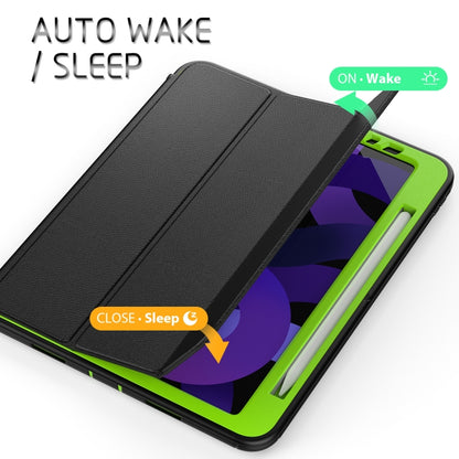 For iPad Pro 11 2022 / 2021 / 2020 / 2018 / Air 2020  10.9 / Air 2022 10.9 3-Fold Amor Shockproof Smart Tablet Case(Black Green) - iPad Pro 11 (2022/2021) Cases by buy2fix | Online Shopping UK | buy2fix