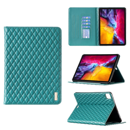 For iPad Pro 11 2022 / 2021 / 2020 Elegant Rhombic Texture Horizontal Flip Leather Tablet Case(Green) - iPad Pro 11 (2022/2021) Cases by buy2fix | Online Shopping UK | buy2fix