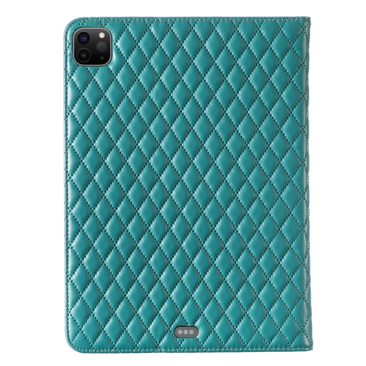 For iPad Pro 11 2022 / 2021 / 2020 Elegant Rhombic Texture Horizontal Flip Leather Tablet Case(Green) - iPad Pro 11 (2022/2021) Cases by buy2fix | Online Shopping UK | buy2fix