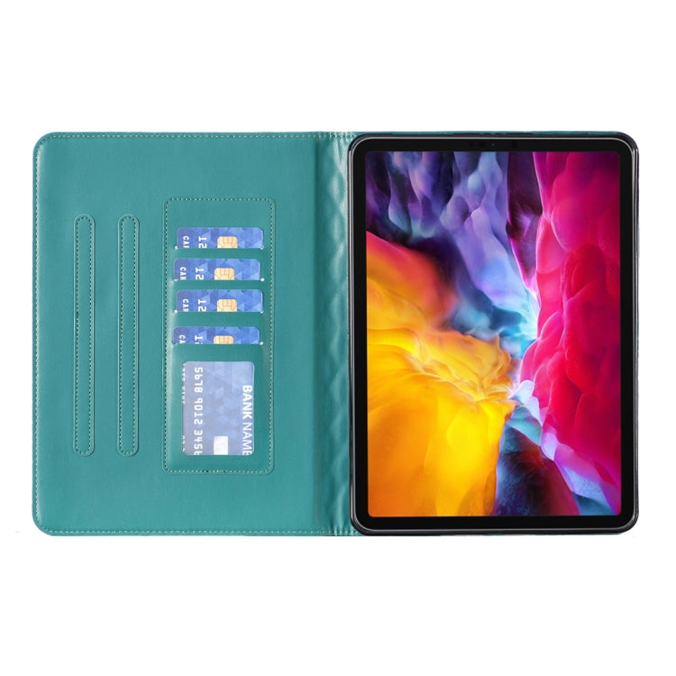 For iPad Pro 11 2022 / 2021 / 2020 Elegant Rhombic Texture Horizontal Flip Leather Tablet Case(Green) - iPad Pro 11 (2022/2021) Cases by buy2fix | Online Shopping UK | buy2fix