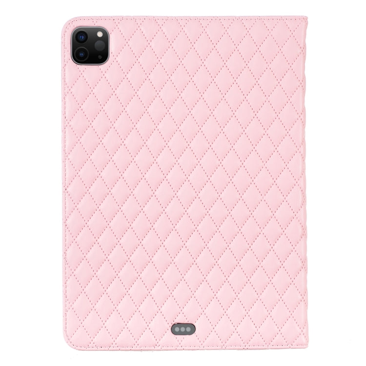 For iPad Pro 11 2022 / 2021 / 2020 Elegant Rhombic Texture Horizontal Flip Leather Tablet Case(Pink) - iPad Pro 11 (2022/2021) Cases by buy2fix | Online Shopping UK | buy2fix
