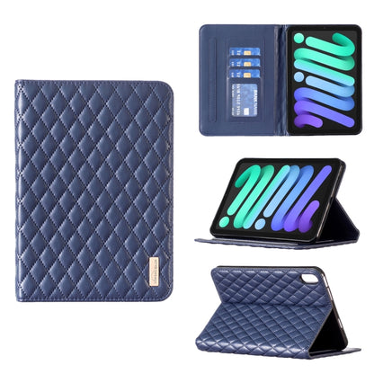 For iPad mini 6 / mini 2024 Elegant Rhombic Texture Horizontal Flip Leather Tablet Case(Blue) - iPad mini 6 Cases by buy2fix | Online Shopping UK | buy2fix