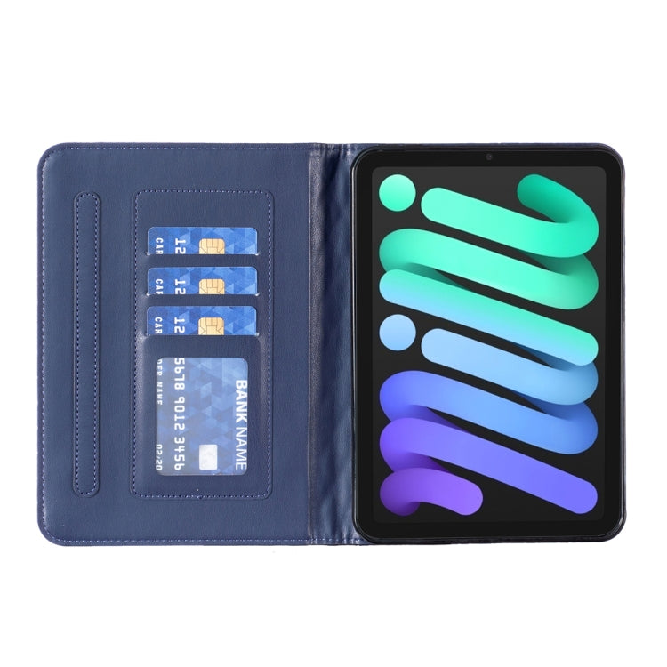 For iPad mini 6 / mini 2024 Elegant Rhombic Texture Horizontal Flip Leather Tablet Case(Blue) - iPad mini 6 Cases by buy2fix | Online Shopping UK | buy2fix