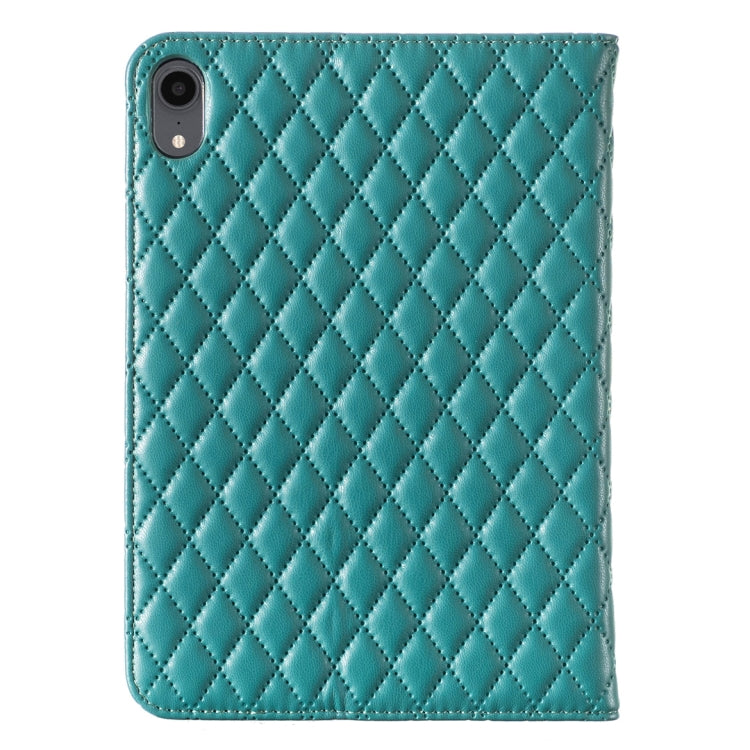 For iPad mini 6 / mini 2024 Elegant Rhombic Texture Horizontal Flip Leather Tablet Case(Green) - iPad mini 6 Cases by buy2fix | Online Shopping UK | buy2fix