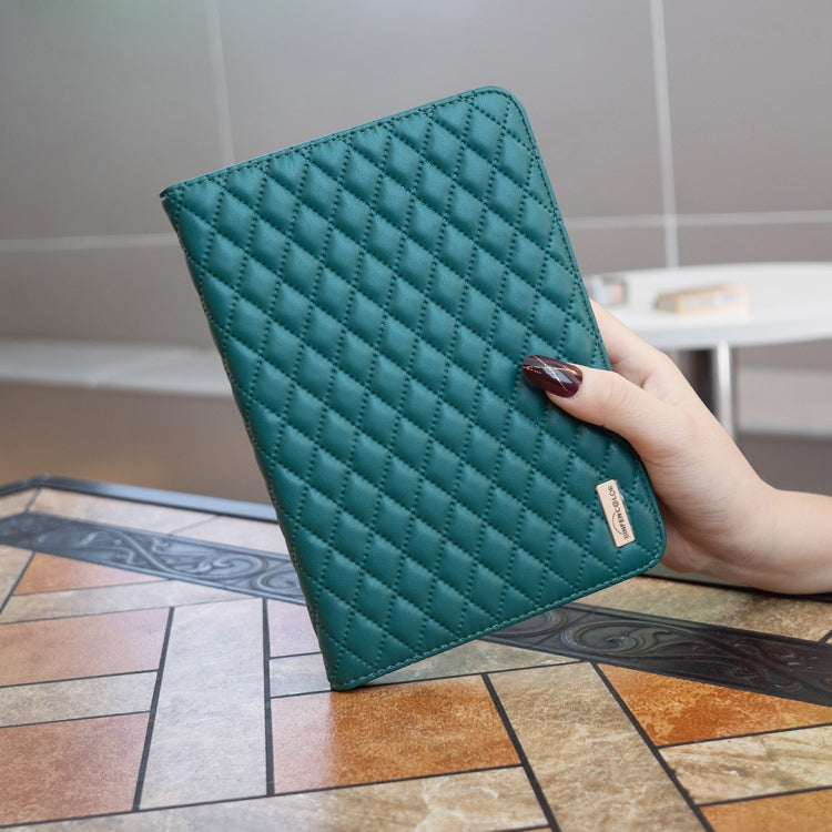 For iPad mini 6 / mini 2024 Elegant Rhombic Texture Horizontal Flip Leather Tablet Case(Green) - iPad mini 6 Cases by buy2fix | Online Shopping UK | buy2fix