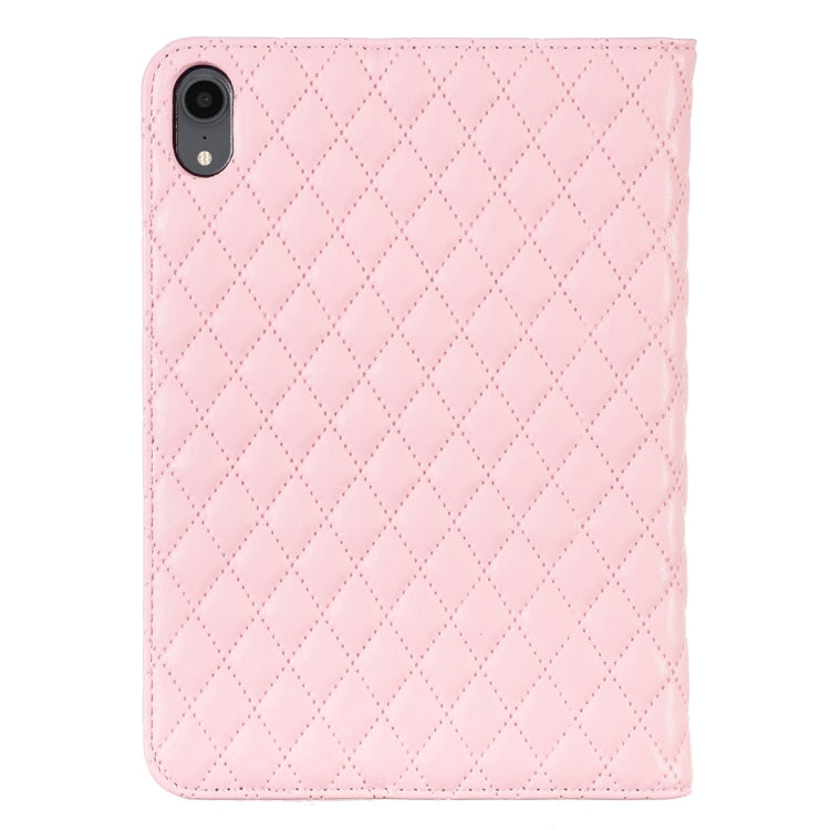 For iPad mini 6 / mini 2024 Elegant Rhombic Texture Horizontal Flip Leather Tablet Case(Pink) - iPad mini 6 Cases by buy2fix | Online Shopping UK | buy2fix
