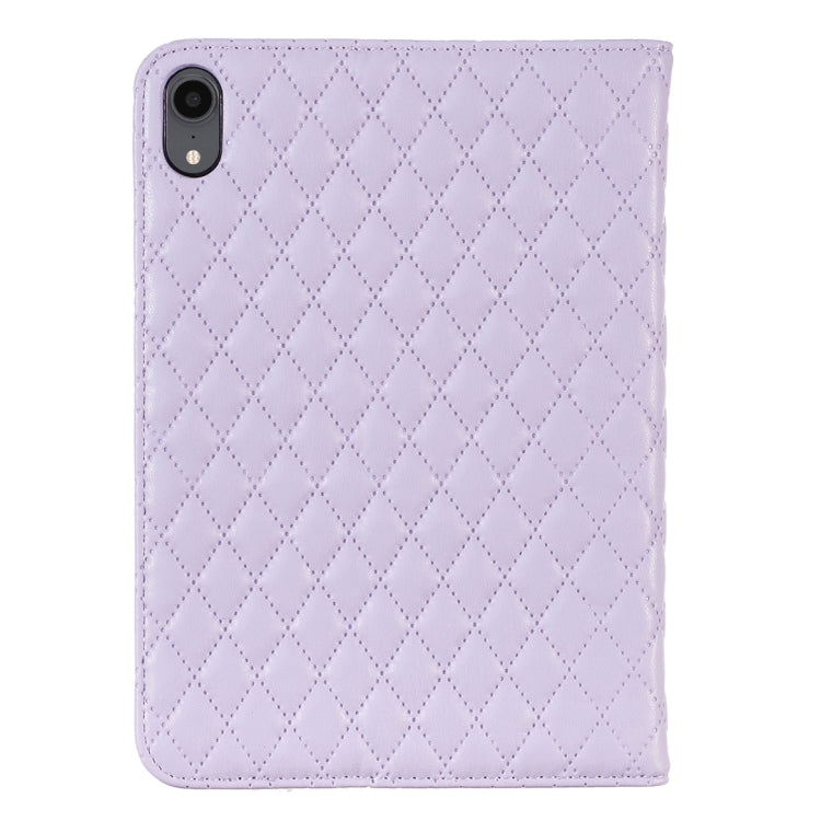 For iPad mini 6 / mini 2024 Elegant Rhombic Texture Horizontal Flip Leather Tablet Case(Purple) - iPad mini 6 Cases by buy2fix | Online Shopping UK | buy2fix