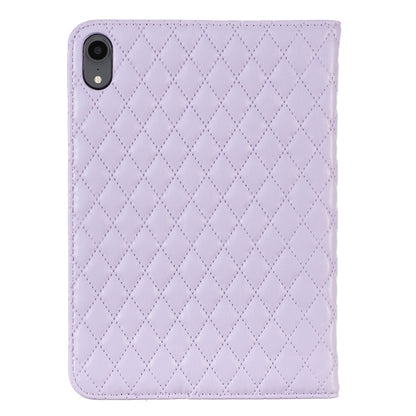 For iPad mini 6 / mini 2024 Elegant Rhombic Texture Horizontal Flip Leather Tablet Case(Purple) - iPad mini 6 Cases by buy2fix | Online Shopping UK | buy2fix