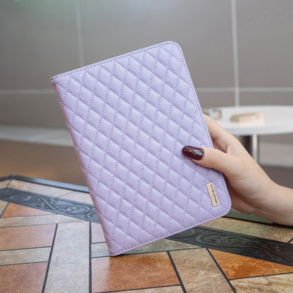 For iPad mini 6 / mini 2024 Elegant Rhombic Texture Horizontal Flip Leather Tablet Case(Purple) - iPad mini 6 Cases by buy2fix | Online Shopping UK | buy2fix