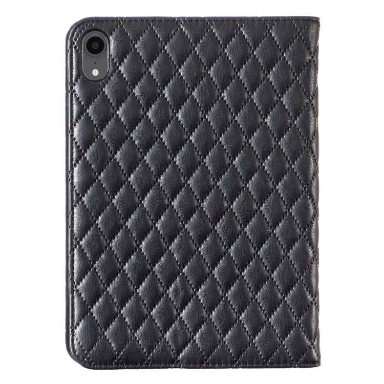For iPad mini 6 / mini 2024 Elegant Rhombic Texture Horizontal Flip Leather Tablet Case(Black) - iPad mini 6 Cases by buy2fix | Online Shopping UK | buy2fix