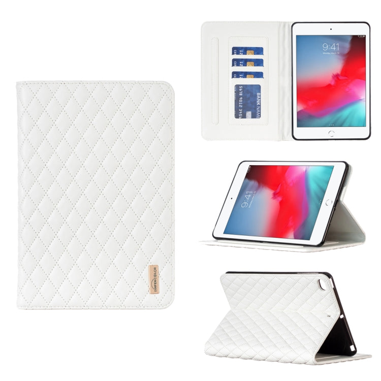 For iPad mini 5 / 4 / 3 / 2 / 1 Elegant Rhombic Texture Horizontal Flip Leather Tablet Case(White) - More iPad Cases by buy2fix | Online Shopping UK | buy2fix