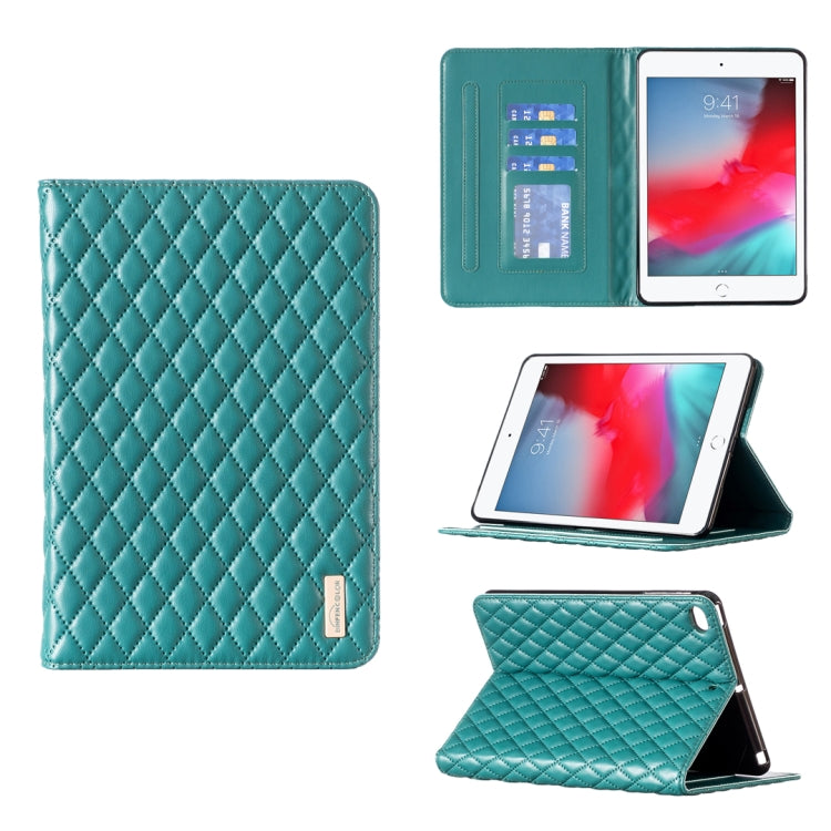 For iPad mini 5 / 4 / 3 / 2 / 1 Elegant Rhombic Texture Horizontal Flip Leather Tablet Case(Green) - More iPad Cases by buy2fix | Online Shopping UK | buy2fix