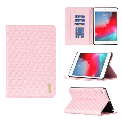 For iPad mini 5 / 4 / 3 / 2 / 1 Elegant Rhombic Texture Horizontal Flip Leather Tablet Case(Pink) - More iPad Cases by buy2fix | Online Shopping UK | buy2fix