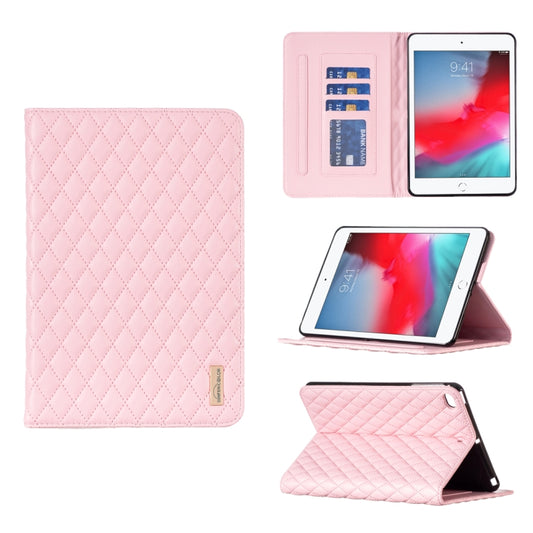 For iPad mini 5 / 4 / 3 / 2 / 1 Elegant Rhombic Texture Horizontal Flip Leather Tablet Case(Pink) - More iPad Cases by buy2fix | Online Shopping UK | buy2fix