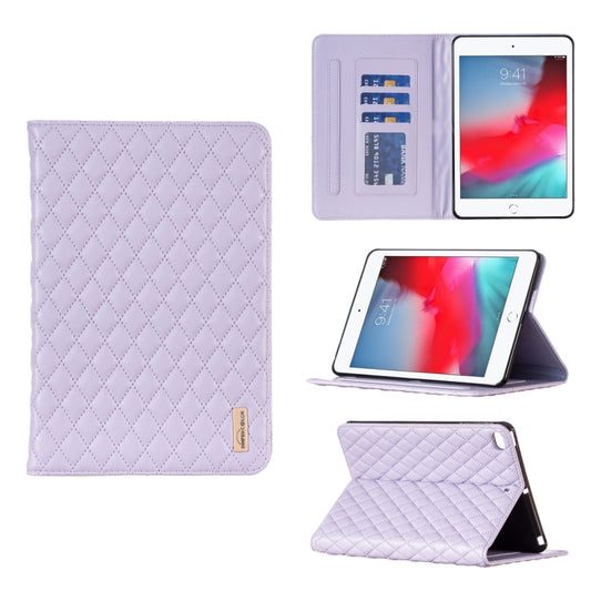 For iPad mini 5 / 4 / 3 / 2 / 1 Elegant Rhombic Texture Horizontal Flip Leather Tablet Case(Purple) - More iPad Cases by buy2fix | Online Shopping UK | buy2fix