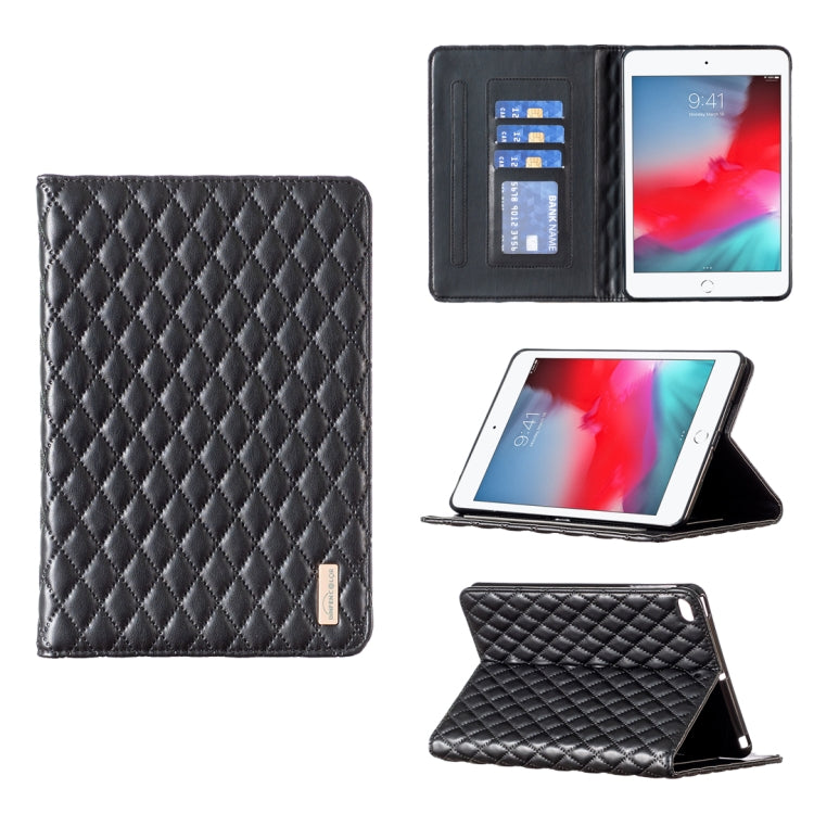 For iPad mini 5 / 4 / 3 / 2 / 1 Elegant Rhombic Texture Horizontal Flip Leather Tablet Case(Black) - More iPad Cases by buy2fix | Online Shopping UK | buy2fix