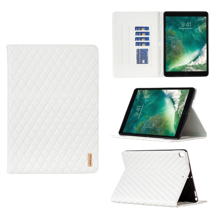 For iPad Pro 10.5 2019 / 10.2 Elegant Rhombic Texture Horizontal Flip Leather Tablet Case(White) - iPad Pro 10.5 inch Cases by buy2fix | Online Shopping UK | buy2fix