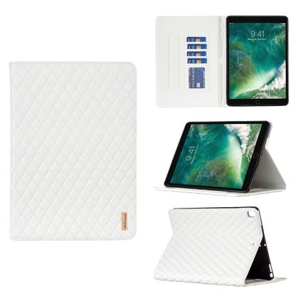 For iPad Pro 10.5 2019 / 10.2 Elegant Rhombic Texture Horizontal Flip Leather Tablet Case(White) - iPad Pro 10.5 inch Cases by buy2fix | Online Shopping UK | buy2fix