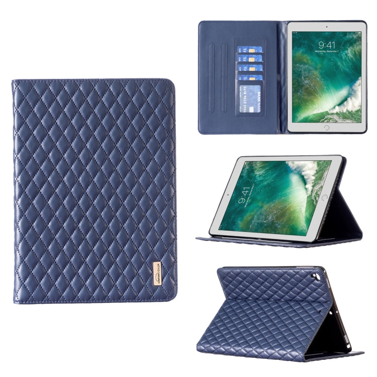 For iPad 8 / 7 / 6 / 5 9.7 inch Elegant Rhombic Texture Horizontal Flip Leather Tablet Case(Blue) - iPad Pro 9.7 inch Cases by buy2fix | Online Shopping UK | buy2fix