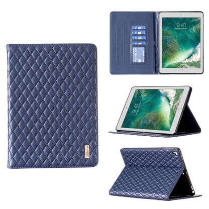 For iPad 8 / 7 / 6 / 5 9.7 inch Elegant Rhombic Texture Horizontal Flip Leather Tablet Case(Blue) - iPad Pro 9.7 inch Cases by buy2fix | Online Shopping UK | buy2fix