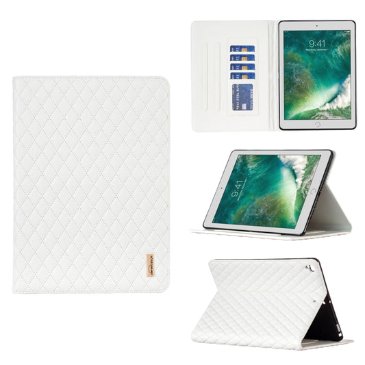 For iPad 8 / 7 / 6 / 5 9.7 inch Elegant Rhombic Texture Horizontal Flip Leather Tablet Case(White) - iPad Pro 9.7 inch Cases by buy2fix | Online Shopping UK | buy2fix
