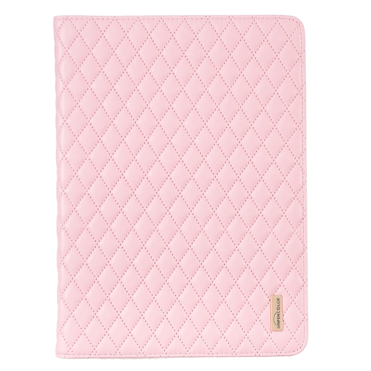 For iPad 8 / 7 / 6 / 5 9.7 inch Elegant Rhombic Texture Horizontal Flip Leather Tablet Case(Pink) - iPad Pro 9.7 inch Cases by buy2fix | Online Shopping UK | buy2fix