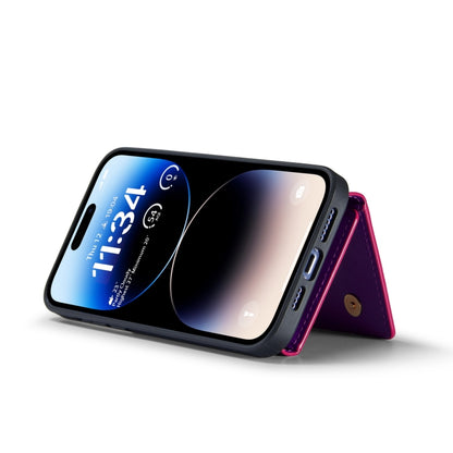 For iPhone 14 Pro Max DG.MING M3 Series Glitter Powder Card Bag Leather Case(Dark Purple) by DG.MING