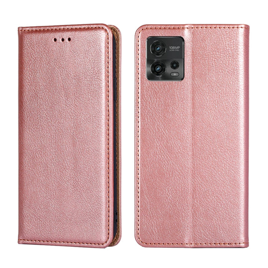 For Motorola Moto G72 4G Gloss Oil Solid Color Magnetic Leather Phone Case(Rose Gold)