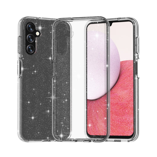 For Samsung Galaxy A14 5G / 4G Shockproof Terminator Style Glitter Powder Phone Case(Shiny White)