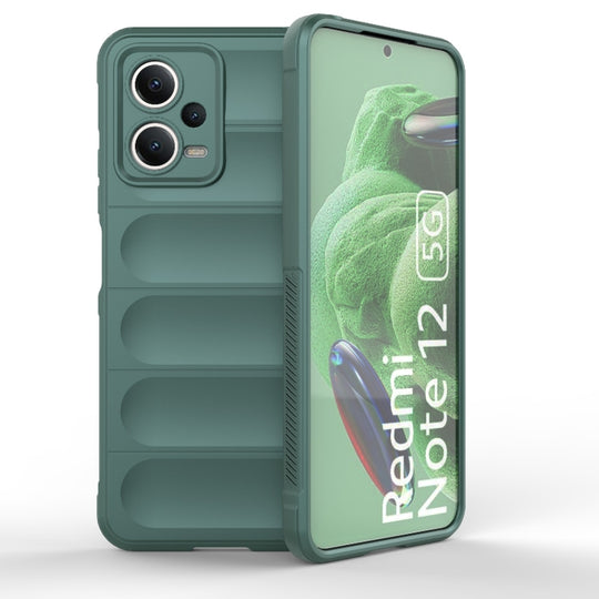 For Xiaomi Redmi Note 12 5G /  Note 12 5G India Magic Shield TPU + Flannel Phone Case(Dark Green)