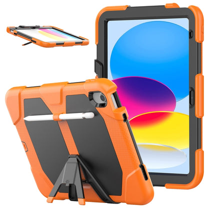 For iPad 2025 / 2022 Rugged Silicone Hard PC Tablet Case with Holder(Orange) - iPad 2025 / 2022 Cases by buy2fix | Online Shopping UK | buy2fix