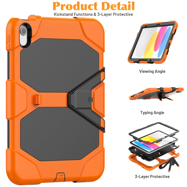 For iPad 2025 / 2022 Rugged Silicone Hard PC Tablet Case with Holder(Orange) - iPad 2025 / 2022 Cases by buy2fix | Online Shopping UK | buy2fix